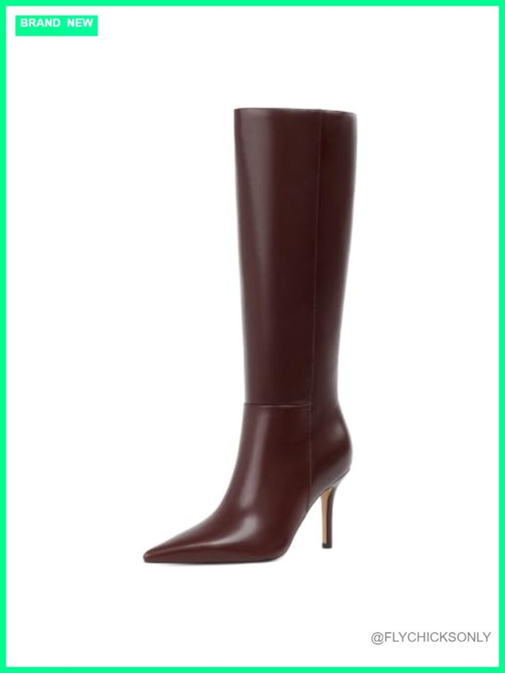 Faux Leather Knee High Stiletto Boots Pointed Toe Tall Long Boots